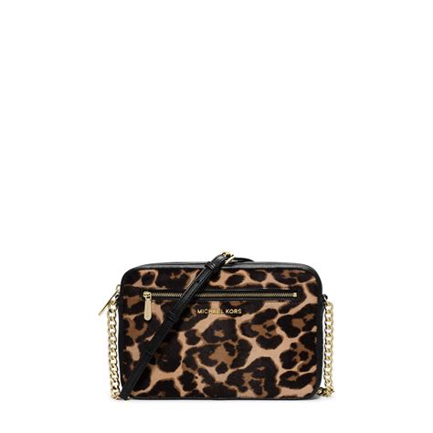 michael kors leopard calf hair crossbody|Amazon.com: Michael Kors Jet Set Large Leopard.